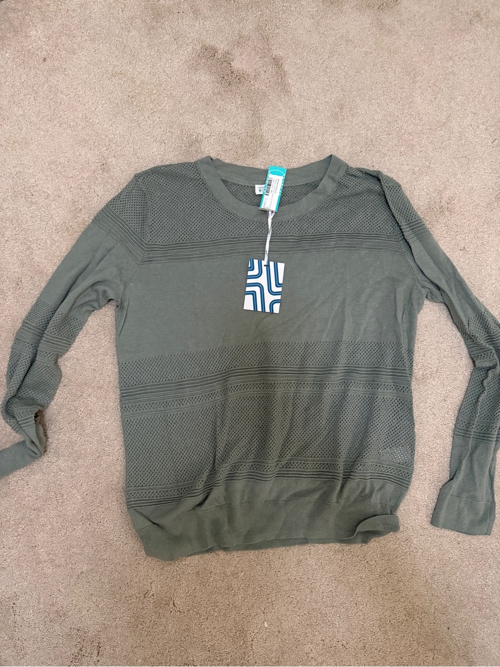 Market & Spruce Light Olive Green Textured Knit Pullover